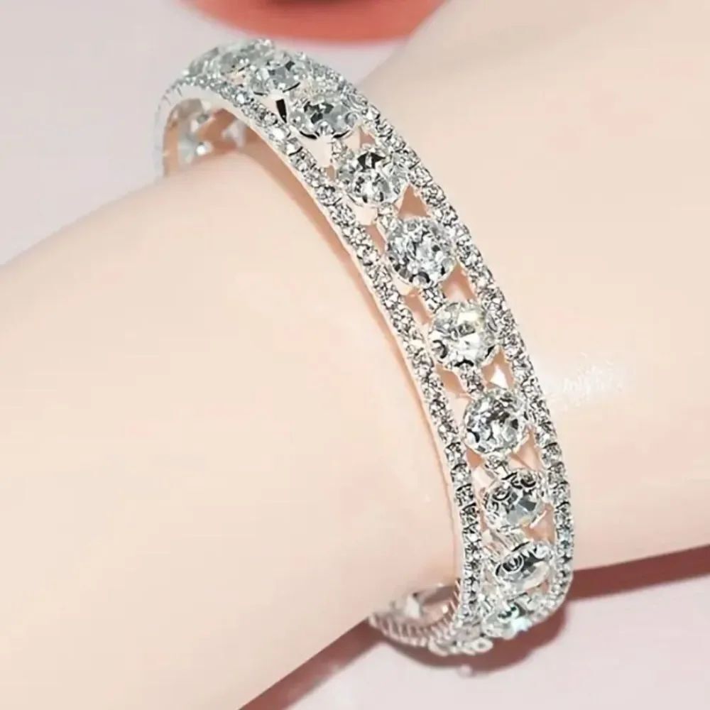 Silver Diamond Bangle Bracelet